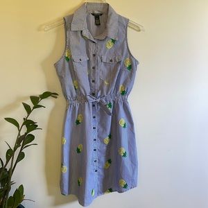 Millenium striped Pineapple embroidered dress M